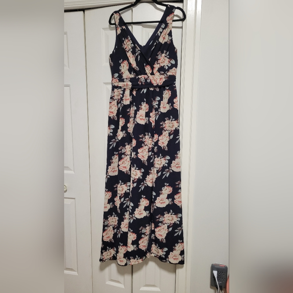 Navy Blue Floral Maxi Dress Size L